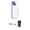 MARSİLYAN™- iPhone 13 Kılıf Ahenk Çizgi Serisi - Şeffaf 360 Full Body Arka Koruyucu + Rainbow Kamera Lens Koruma Cam - REGD