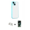 MARSİLYAN™- iPhone 13 Kılıf Ahenk Çizgi Serisi - Şeffaf 360 Full Body Arka Koruyucu + Rainbow Kamera Lens Koruma Cam - REGD