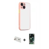 MARSİLYAN™- iPhone 13 Kılıf Ahenk Çizgi Serisi - Şeffaf 360 Full Body Arka Koruyucu + Rainbow Kamera Lens Koruma Cam - REGD