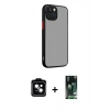 MARSİLYAN™- iPhone 13 Kılıf Ahenk Çizgi Serisi - Şeffaf 360 Full Body Arka Koruyucu + PVD Metal Kamera Lens - SH