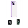 MARSİLYAN™- iPhone 13 Kılıf Ahenk Çizgi Serisi - Şeffaf 360 Full Body Arka Koruyucu + PVD Metal Kamera Lens - SH