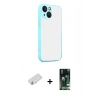 MARSİLYAN™- iPhone 13 Kılıf Ahenk Çizgi Serisi - Şeffaf 360 Full Body Arka Koruyucu + Renkli Kamera Lens Koruma Cam - TU