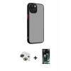 MARSİLYAN™- iPhone 13 Kılıf Ahenk Çizgi Serisi - Şeffaf 360 Full Body Arka Koruyucu + Yeşil Pers Alüminyum Kamera Lens