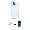 MARSİLYAN™- iPhone 13 Kılıf Ahenk Çizgi Serisi - Şeffaf 360 Full Body Arka Koruyucu + Renkli Kamera Lens Koruma Cam - YL