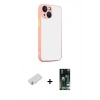 MARSİLYAN™- iPhone 13 Kılıf Ahenk Çizgi Serisi - Şeffaf 360 Full Body Arka Koruyucu + Renkli Kamera Lens Koruma Cam - YL