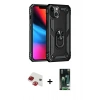 MARSİLYAN™- iPhone 13 Kılıf Ahenk Klasik Koleksiyonu - Şeffaf 360 Full Body Arka Koruyucu + Kırmızı Pers Alüminyum Kamera Lens