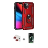 MARSİLYAN™- iPhone 13 Kılıf Ahenk Klasik Koleksiyonu - Şeffaf 360 Full Body Arka Koruyucu + Kırmızı Pers Alüminyum Kamera Lens
