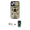 MARSİLYAN™- iPhone 13 Kılıf Ahenk Klasik - Şeffaf 360 Full Body Arka Koruyucu + Rainbow Kamera Lens Koruma Cam - KI