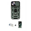 MARSİLYAN™- iPhone 13 Kılıf Ahenk Klasik - Şeffaf 360 Full Body Arka Koruyucu + Mavi Rainbow Kamera Lens Koruma Cam