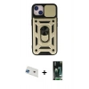 MARSİLYAN™- iPhone 13 Kılıf Ahenk Klasik - Şeffaf 360 Full Body Arka Koruyucu + Rainbow Kamera Lens Koruma Cam - MI