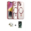 MARSİLYAN™- iPhone 13 Kılıf Nova Işık Özel Seri - Şeffaf 360 Full Body Arka Koruyucu + Pers Alüminyum Kamera Lens - GI