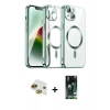 MARSİLYAN™- iPhone 13 Kılıf Nova Işık Özel Seri - Şeffaf 360 Full Body Arka Koruyucu + Pers Alüminyum Kamera Lens - GI
