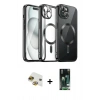 MARSİLYAN™- iPhone 13 Kılıf Nova Işık Özel Seri - Şeffaf 360 Full Body Arka Koruyucu + Pers Alüminyum Kamera Lens - GI