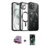 MARSİLYAN™- iPhone 13 Kılıf Nova Işık Özel Seri - Şeffaf 360 Full Body Arka Koruyucu + Raze Metal Kamera Lens - KI