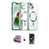 MARSİLYAN™- iPhone 13 Kılıf Nova Işık Özel Seri - Şeffaf 360 Full Body Arka Koruyucu + Raze Metal Kamera Lens - KI
