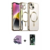 MARSİLYAN™- iPhone 13 Kılıf Nova Işık Özel Seri - Şeffaf 360 Full Body Arka Koruyucu + Raze Metal Kamera Lens - MI