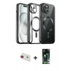 MARSİLYAN™- iPhone 13 Kılıf Nova Işık Özel Seri - Şeffaf 360 Full Body Arka Koruyucu + Rainbow Kamera Lens Koruma Cam - KI