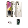 MARSİLYAN™- iPhone 13 Kılıf Nova Işık Özel Seri - Şeffaf 360 Full Body Arka Koruyucu + Rainbow Kamera Lens Koruma Cam - KI