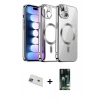 MARSİLYAN™- iPhone 13 Kılıf Nova Işık Özel Seri - Şeffaf 360 Full Body Arka Koruyucu + Rainbow Kamera Lens Koruma Cam - MI