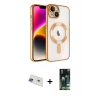 MARSİLYAN™- iPhone 13 Kılıf Nova Işık Özel Seri - Şeffaf 360 Full Body Arka Koruyucu + Rainbow Kamera Lens Koruma Cam - MI