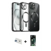 MARSİLYAN™- iPhone 13 Kılıf Nova Işık Özel Seri - Şeffaf 360 Full Body Arka Koruyucu + Rainbow Kamera Lens Koruma Cam - MI
