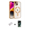 MARSİLYAN™- iPhone 13 Kılıf Nova Işık Özel Seri - Şeffaf 360 Full Body Arka Koruyucu + Renkli Kamera Lens Koruma Cam - YL
