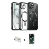 MARSİLYAN™- iPhone 13 Kılıf Nova Işık Özel Seri - Şeffaf 360 Full Body Arka Koruyucu + Rainbow Kamera Lens Koruma Cam - REGD