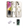 MARSİLYAN™- iPhone 13 Kılıf Nova Işık Özel Seri - Şeffaf 360 Full Body Arka Koruyucu + Renkli Kamera Lens Koruma Cam - SI