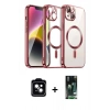 MARSİLYAN™- iPhone 13 Kılıf Nova Işık Özel Seri - Şeffaf 360 Full Body Arka Koruyucu + PVD Metal Kamera Lens - SH