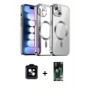 MARSİLYAN™- iPhone 13 Kılıf Nova Işık Özel Seri - Şeffaf 360 Full Body Arka Koruyucu + PVD Metal Kamera Lens - SH