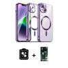 MARSİLYAN™- iPhone 13 Kılıf Nova Işık Özel Seri - Şeffaf 360 Full Body Arka Koruyucu + PVD Metal Kamera Lens - SH