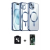 MARSİLYAN™- iPhone 13 Kılıf Nova Işık Özel Seri - Şeffaf 360 Full Body Arka Koruyucu + PVD Metal Kamera Lens - SH