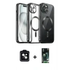 MARSİLYAN™- iPhone 13 Kılıf Nova Işık Özel Seri - Şeffaf 360 Full Body Arka Koruyucu + PVD Metal Kamera Lens - SH