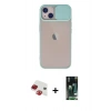 MARSİLYAN™- iPhone 13 Kılıf Vadi Çizgi - Şeffaf 360 Full Body Arka Koruyucu + Pers Alüminyum Kamera Lens - KI