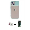MARSİLYAN™- iPhone 13 Kılıf Vadi Çizgi - Şeffaf 360 Full Body Arka Koruyucu + Rainbow Kamera Lens Koruma Cam - KI