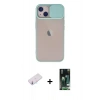 MARSİLYAN™- iPhone 13 Kılıf Vadi Çizgi - Şeffaf 360 Full Body Arka Koruyucu + Renkli Kamera Lens Koruma Cam - PE