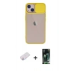 MARSİLYAN™- iPhone 13 Kılıf Vadi Çizgi - Şeffaf 360 Full Body Arka Koruyucu + Renkli Kamera Lens Koruma Cam - PE