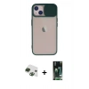 MARSİLYAN™- iPhone 13 Kılıf Vadi Çizgi - Şeffaf 360 Full Body Arka Koruyucu + Pers Alüminyum Kamera Lens - YL
