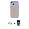 MARSİLYAN™- iPhone 13 Kılıf Vadi Çizgi - Şeffaf 360 Full Body Arka Koruyucu + Rainbow Kamera Lens Koruma Cam - MI