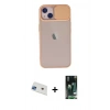 MARSİLYAN™- iPhone 13 Kılıf Vadi Çizgi - Şeffaf 360 Full Body Arka Koruyucu + Rainbow Kamera Lens Koruma Cam - MI