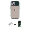 MARSİLYAN™- iPhone 13 Kılıf Vadi Çizgi - Şeffaf 360 Full Body Arka Koruyucu + Renkli Kamera Lens Koruma Cam - SI
