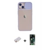MARSİLYAN™- iPhone 13 Kılıf Vadi Çizgi - Şeffaf 360 Full Body Arka Koruyucu + Renkli Kamera Lens Koruma Cam - SI