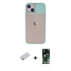 MARSİLYAN™- iPhone 13 Kılıf Vadi Çizgi - Şeffaf 360 Full Body Arka Koruyucu + Renkli Kamera Lens Koruma Cam - SI