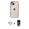 MARSİLYAN™- iPhone 13 Kılıf Vadi Minimal - Şeffaf 360 Full Body Arka Koruyucu + Pers Alüminyum Kamera Lens - GD