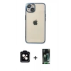 MARSİLYAN™- iPhone 13 Kılıf Vadi Minimal - Şeffaf 360 Full Body Arka Koruyucu + PVD Metal Kamera Lens - GD