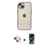 MARSİLYAN™- iPhone 13 Kılıf Vadi Minimal - Şeffaf 360 Full Body Arka Koruyucu + Pers Alüminyum Kamera Lens - KI