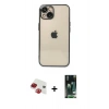 MARSİLYAN™- iPhone 13 Kılıf Vadi Minimal - Şeffaf 360 Full Body Arka Koruyucu + Pers Alüminyum Kamera Lens - KI