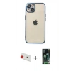 MARSİLYAN™- iPhone 13 Kılıf Vadi Minimal - Şeffaf 360 Full Body Arka Koruyucu + Rainbow Kamera Lens Koruma Cam - KI