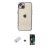 MARSİLYAN™- iPhone 13 Kılıf Vadi Minimal - Şeffaf 360 Full Body Arka Koruyucu + Renkli Kamera Lens Koruma Cam - SI