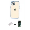 MARSİLYAN™- iPhone 13 Kılıf Vadi Minimal - Şeffaf 360 Full Body Arka Koruyucu + Renkli Kamera Lens Koruma Cam - TU